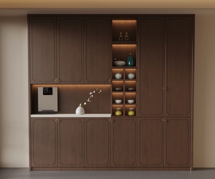 新中式茶柜 餐边柜su模型