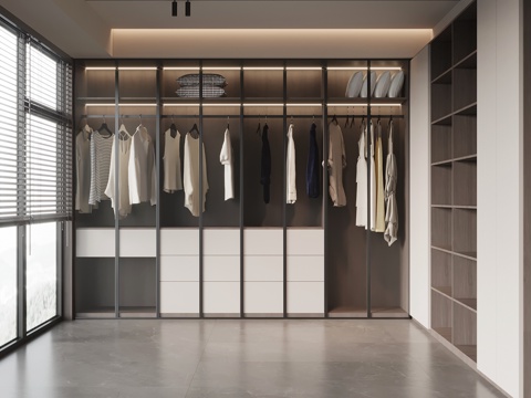  现代意式衣柜 玻璃衣柜3d模型 