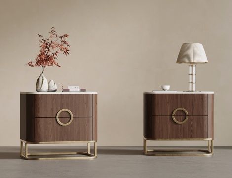 新中式床头柜 边柜su模型