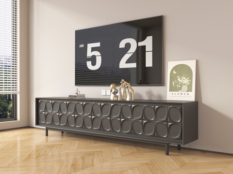  法式电视柜 电视机 摆件3d模型 