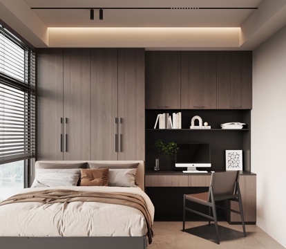  现代意式榻榻米卧室3d模型 