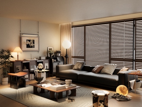  中古风客厅3d模型 