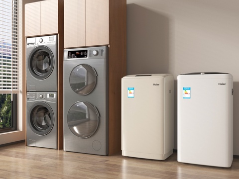 现代洗衣机 烘干机 洗烘一体机 滚筒洗衣机su模型