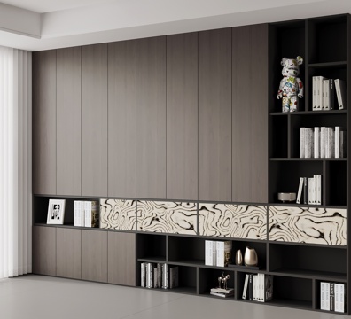 现代意式书柜su模型