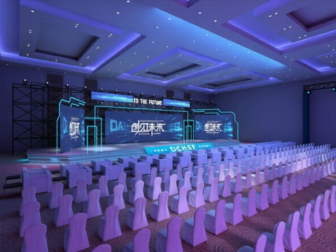  会议室舞台3d模型 