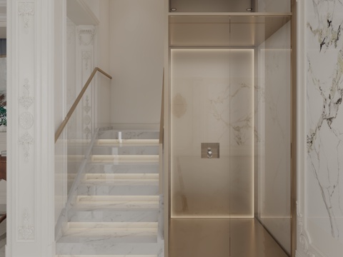  现代玻璃电梯厅3d模型 