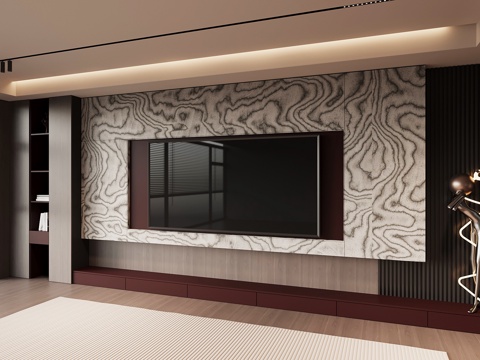 现代意式背景墙 电视背景墙su模型