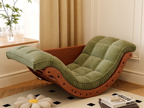  现代摇椅 躺椅 休闲沙发椅 月亮摇椅su模型 