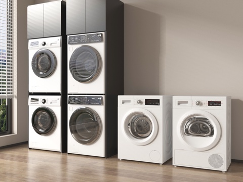  现代洗衣机 烘干机3d模型 