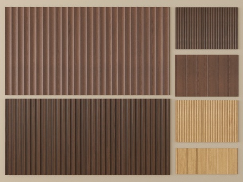  现代格栅护墙板 长城板 波浪板 装饰板背景墙3d模型 