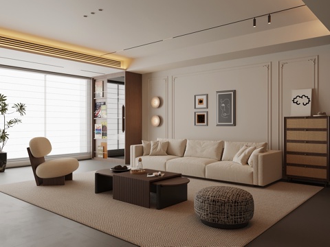 法式中古风客厅 沙发茶几组合su模型