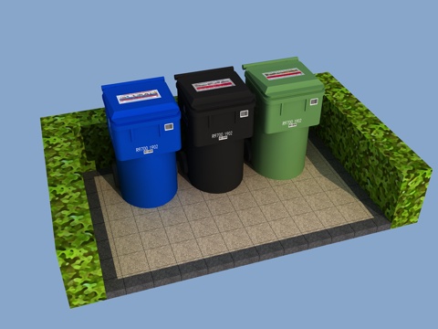  垃圾分类垃圾桶3d模型 