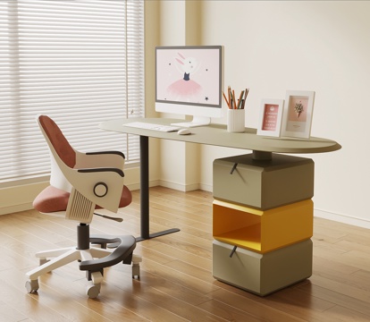  现代儿童学习桌 书桌3d模型 