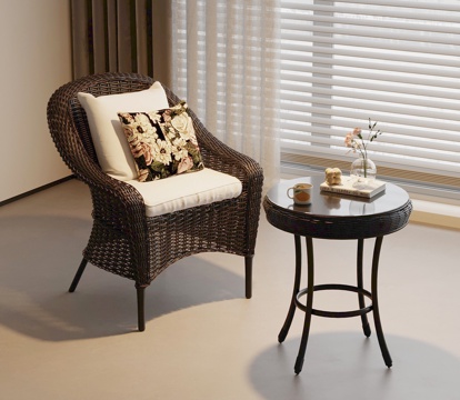 法式复古休闲椅 单人椅 藤编椅su模型