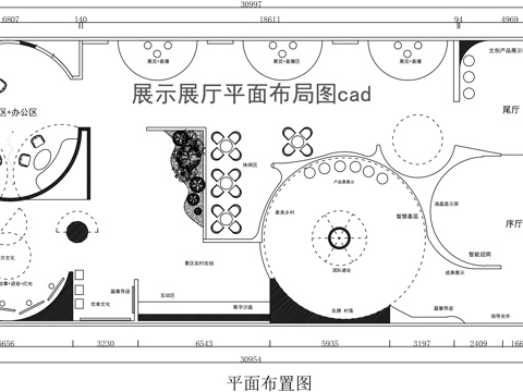 美丽乡村展厅平面图cad施工图