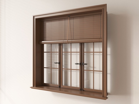 新中式窗帘 卷帘 竹帘 百叶帘su模型