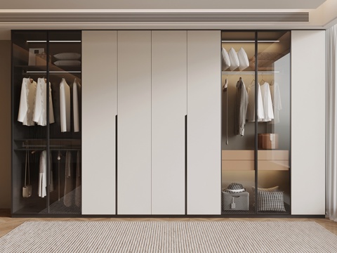  现代衣柜 成品衣柜su模型 