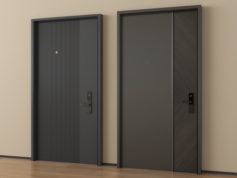  现代入户门 防盗门 密码锁指纹锁3d模型 