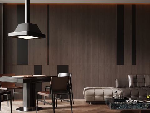  现代意式麻将室 娱乐室su模型 