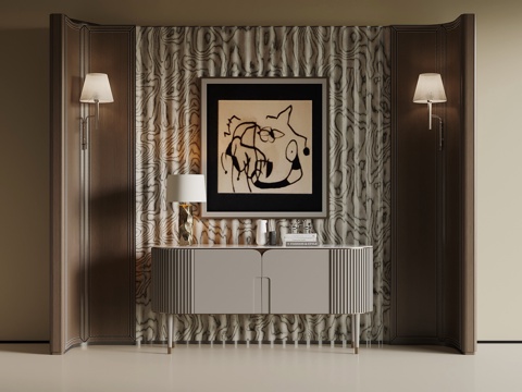  现代玄关墙 边柜su模型 