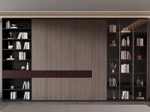 现代意式书柜su模型