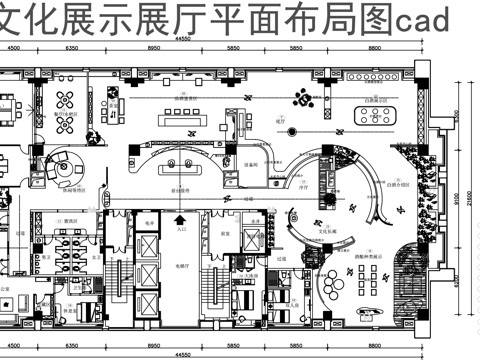 酒文化展厅平面图cad施工图