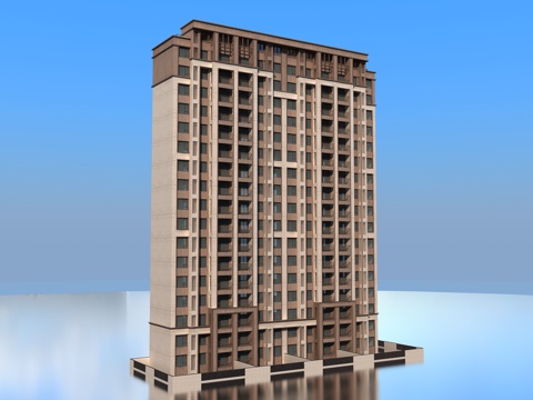  现代高层住宅3d模型 