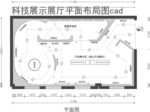 科技展厅平面图cad施工图