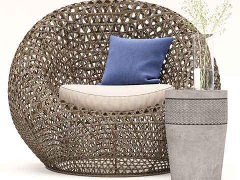  休闲椅边几3d模型 