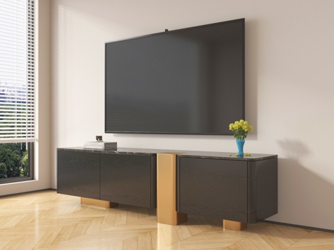  现代电视柜 电视机3d模型 