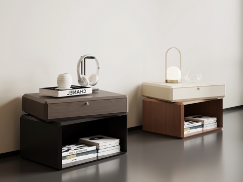  现代意式床头柜 中古床头柜3d模型 