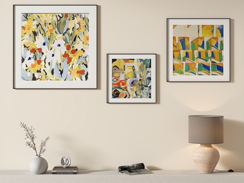  奶油风，组合，装饰画3d模型 