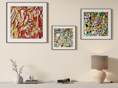  奶油风，组合，装饰画3d模型 