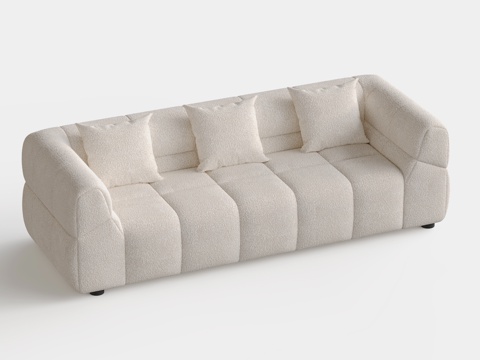  现代羊羔绒沙发3d模型 