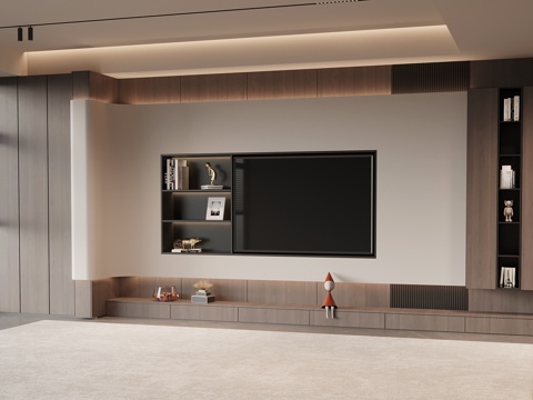  现代意式电视柜 电视背景墙3d模型 