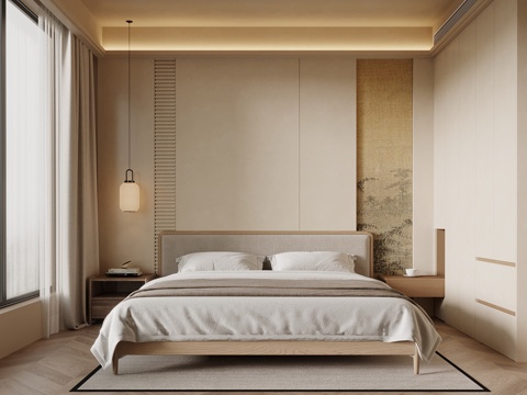 新中式卧室su模型