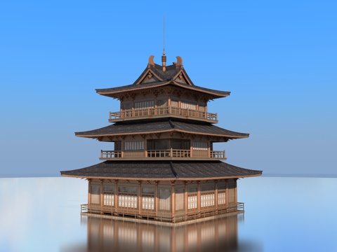  古代建筑塔楼3d模型 
