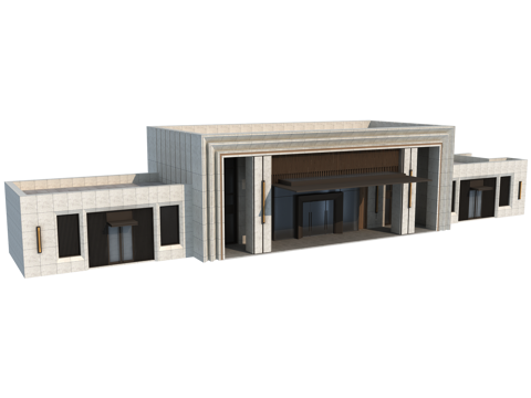  新中式大门3d模型 