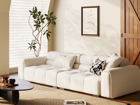 现代布艺沙发 多人沙发su模型