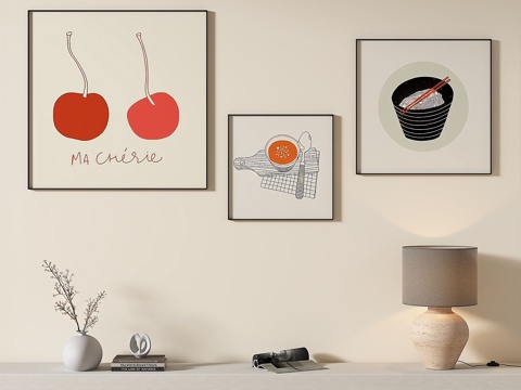  奶油风，组合，装饰画3d模型 