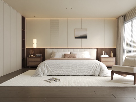  侘寂中古风家居卧室3d模型 