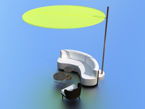  现代户外沙发阳伞3d模型 
