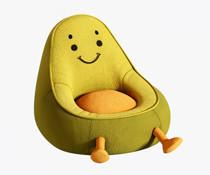 现代懒人沙发 蒲团坐垫 卡通沙发椅 牛油果单人沙发su模型