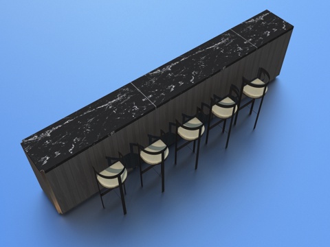  现代户外吧台带座椅3d模型3d模型 