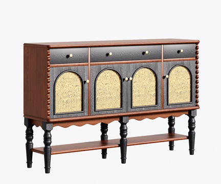  法式复古餐边柜 茶水柜 储物柜 收纳柜 玄关边柜3d模型 