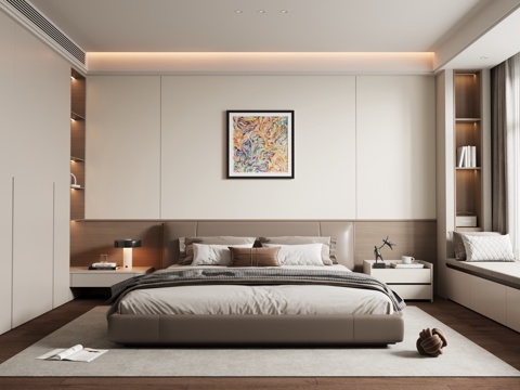  现代卧室3d模型 