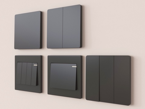  现代开关  开关面板su模型 