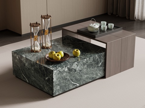  现代意式茶几 大理石茶几3d模型 