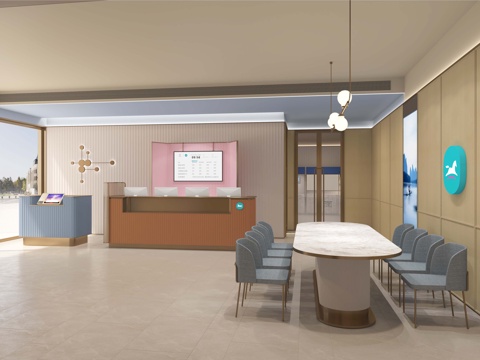  现代酒店大厅接待休息区大堂汉庭3d模型 