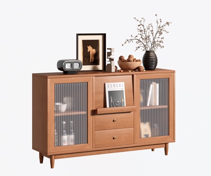  中古风餐边柜 收纳柜 储物柜 边柜 茶水柜su模型 